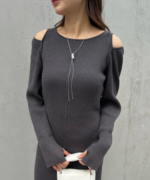 セール】[mline]カットアウトニットワンピース（ワンピース
