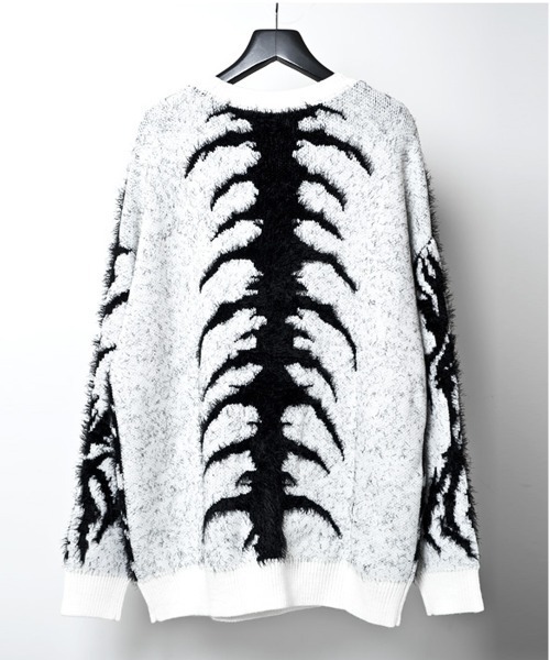 BACKSTAGE PASS（バックステージパス）の「X-ray-KNIT(X レイ ニット) ビッグシルエット フェザーモール ニット（ニット/セーター・メンズ・ブラック/ホワイト・FREE）」の4枚目の写真