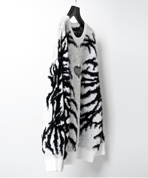 BACKSTAGE PASS（バックステージパス）の「X-ray-KNIT(X レイ ニット) ビッグシルエット フェザーモール ニット（ニット/セーター・メンズ・ブラック/ホワイト・FREE）」の5枚目の写真