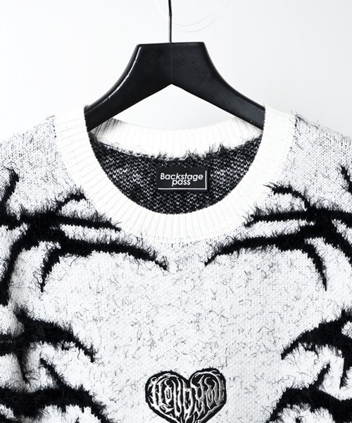 BACKSTAGE PASS（バックステージパス）の「X-ray-KNIT(X レイ ニット) ビッグシルエット フェザーモール ニット（ニット/セーター・メンズ・ブラック/ホワイト・FREE）」の6枚目の写真