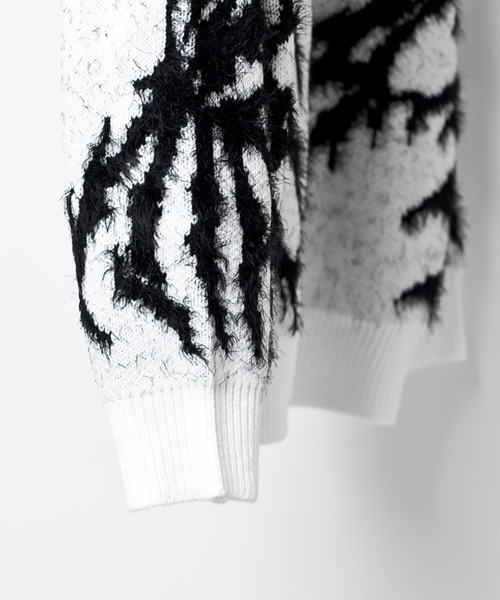 BACKSTAGE PASS（バックステージパス）の「X-ray-KNIT(X レイ ニット) ビッグシルエット フェザーモール ニット（ニット/セーター・メンズ・ブラック/ホワイト・FREE）」の9枚目の写真