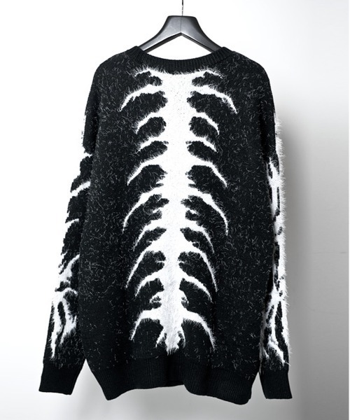 BACKSTAGE PASS（バックステージパス）の「X-ray-KNIT(X レイ ニット) ビッグシルエット フェザーモール ニット（ニット/セーター・メンズ・ブラック/ホワイト・FREE）」の12枚目の写真