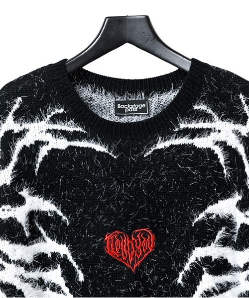 BACKSTAGE PASS（バックステージパス）の「X-ray-KNIT(X レイ ニット) ビッグシルエット フェザーモール ニット（ニット/セーター・メンズ・ブラック/ホワイト・FREE）」の14枚目の写真
