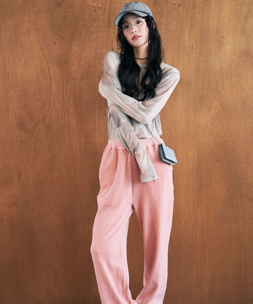 FREAK'S STORE(フリークスストア)の「限定展開 水彩アート ニュアンス柄 メッシュ クルーネック トップス(Tシャツ/カットソー・レディース・チャコールグレー/ナチュラル/ベージュ/ライトグレー・フリ-)」の11枚目の写真