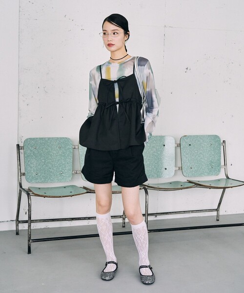 FREAK'S STORE(フリークスストア)の「限定展開 水彩アート ニュアンス柄 メッシュ クルーネック トップス(Tシャツ/カットソー・レディース・チャコールグレー/ナチュラル/ベージュ/ライトグレー・フリ-)」の17枚目の写真