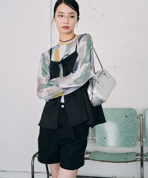 FREAK'S STORE(フリークスストア)の「限定展開 水彩アート ニュアンス柄 メッシュ クルーネック トップス(Tシャツ/カットソー・レディース・チャコールグレー/ナチュラル/ベージュ/ライトグレー・フリ-)」の20枚目の写真