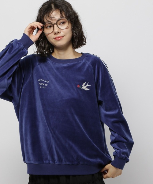 niko and...（ニコアンド）の「刺繍ベロアラインプルオーバー（Tシャツ/カットソー・レディース・ブルー/アイボリー/チャコール・LARGE/MEDIUM）」の11枚目の写真