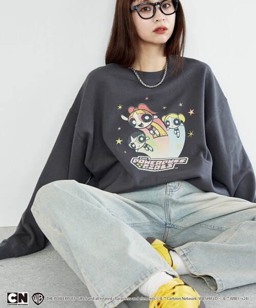 PUBLUX（パブリュクス）の「PUBLUX/パブリュクス 【THE POWERPUFF GIRLS】パワーパフ ガールズ プリント スウェット　限定展開（スウェット・レディース・グレー/チャコールグレー・ﾌﾘ-）」の6枚目の写真