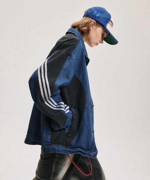 mushwear(マッシュウェア)の「Irregular Stitching Loose Denim Jacket(デニムジャケット・メンズ・ブルー・MEDIUM/LARGE/X-LARGE/XX-LARGE)」の2枚目の写真