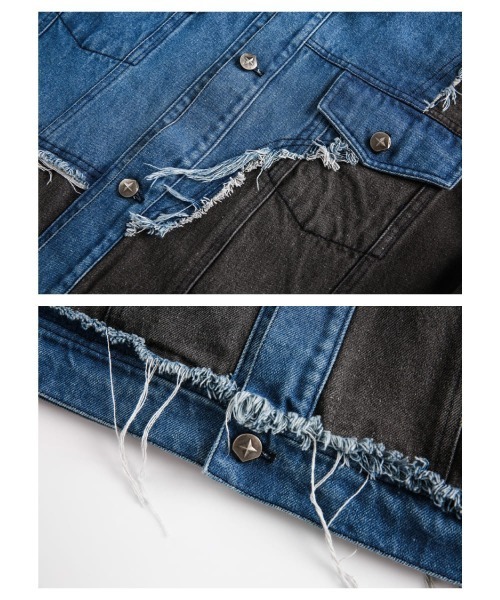 mushwear(マッシュウェア)の「Irregular Stitching Loose Denim Jacket(デニムジャケット・メンズ・ブルー・MEDIUM/LARGE/X-LARGE/XX-LARGE)」の7枚目の写真