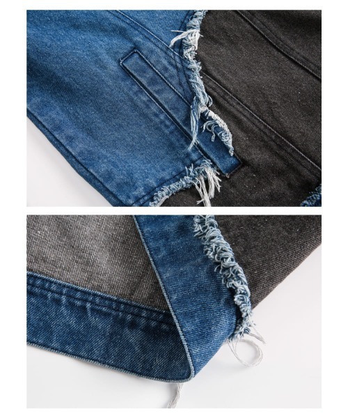 mushwear(マッシュウェア)の「Irregular Stitching Loose Denim Jacket(デニムジャケット・メンズ・ブルー・MEDIUM/LARGE/X-LARGE/XX-LARGE)」の8枚目の写真