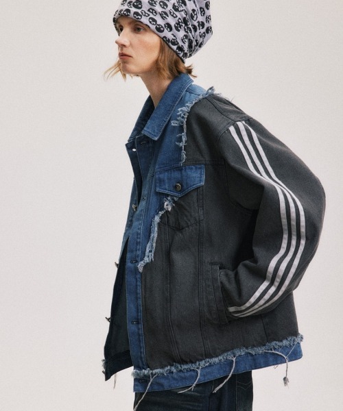 mushwear(マッシュウェア)の「Irregular Stitching Loose Denim Jacket(デニムジャケット・メンズ・ブルー・MEDIUM/LARGE/X-LARGE/XX-LARGE)」の9枚目の写真