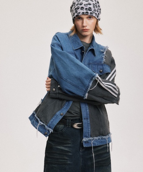 mushwear（マッシュウェア）の「Irregular Stitching Loose Denim