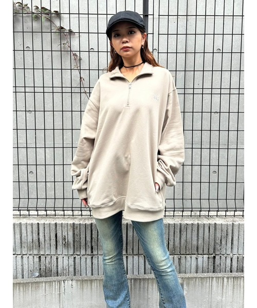 【希少デザイン】 アディダス/刺繍バックロゴ/ハーフジップ/フリーススウェット 希少デザイン】 アディダス/刺繍バックロゴ/ハーフジップ