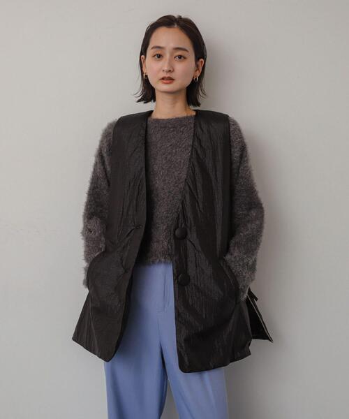 SENSE OF PLACE by URBAN RESEARCH(センスオブプレイスバイアーバンリサーチ)の「サイドジップパフベスト(ダウンベスト・レディース・アイボリー/ブラック・ONE)」の22枚目の写真