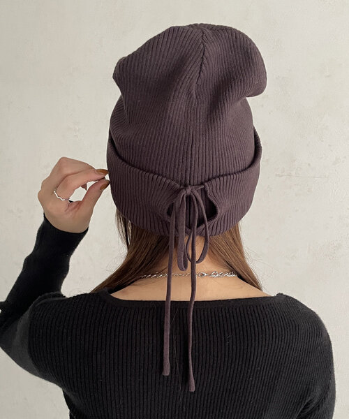 セール】バックリボンニット帽（ニットキャップ/ビーニー）｜Thevon