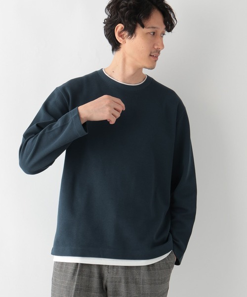 GLOBAL WORK（グローバルワーク）の「裏起毛クルーネックレイヤー/116318（Tシャツ/カットソー・メンズ・ベージュ/グレー/グリーン/パープル/ネイビー・SMALL/X-LARGE/LARGE/MEDIUM）」の3枚目の写真