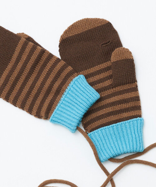 CIAOPANIC（チャオパニック）の「ボーダーミトン手袋（手袋・レディース・ピンク/ブラウン/オレンジ・FREE）」の2枚目の写真