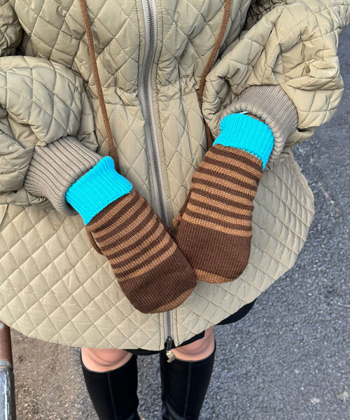 CIAOPANIC（チャオパニック）の「ボーダーミトン手袋（手袋・レディース・ピンク/ブラウン/オレンジ・FREE）」の9枚目の写真