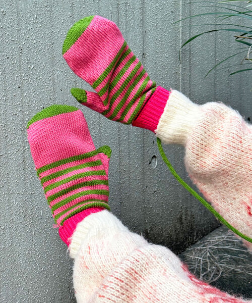 CIAOPANIC（チャオパニック）の「ボーダーミトン手袋（手袋・レディース・ピンク/ブラウン/オレンジ・FREE）」の11枚目の写真