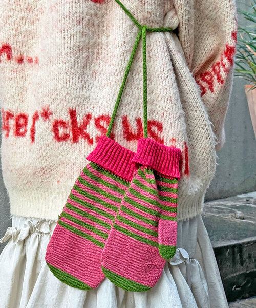 CIAOPANIC（チャオパニック）の「ボーダーミトン手袋（手袋・レディース・ピンク/ブラウン/オレンジ・FREE）」の12枚目の写真