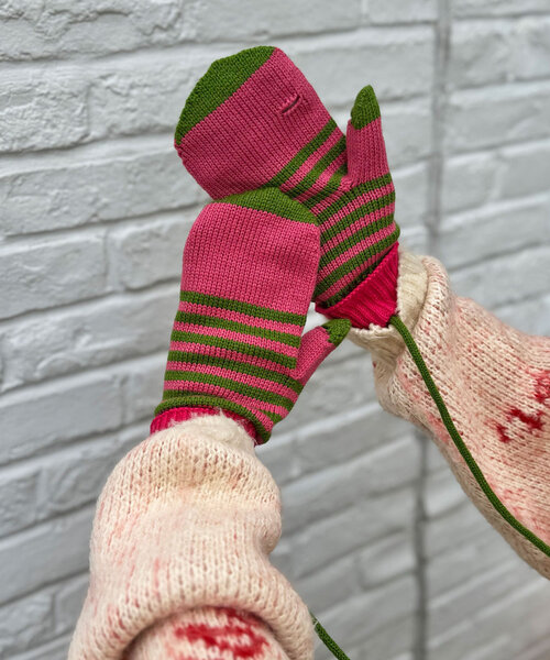 CIAOPANIC（チャオパニック）の「ボーダーミトン手袋（手袋・レディース・ピンク/ブラウン/オレンジ・FREE）」の15枚目の写真