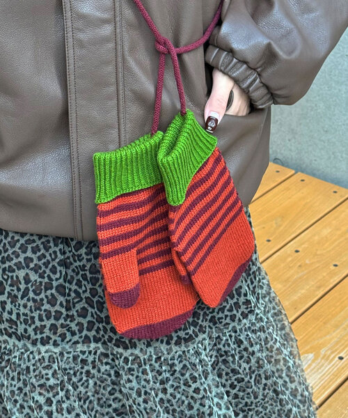 CIAOPANIC（チャオパニック）の「ボーダーミトン手袋（手袋・レディース・ピンク/ブラウン/オレンジ・FREE）」の20枚目の写真