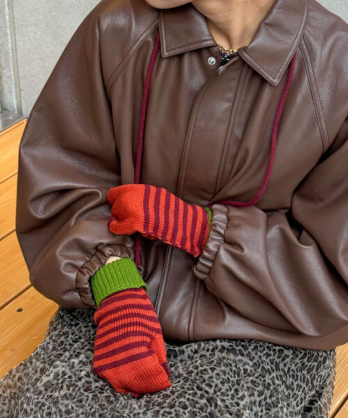 CIAOPANIC（チャオパニック）の「ボーダーミトン手袋（手袋・レディース・ピンク/ブラウン/オレンジ・FREE）」の21枚目の写真