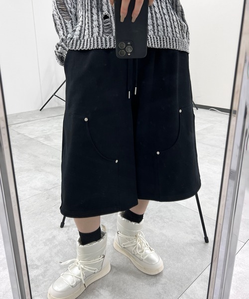 Figments（フィグメンツ）の「ダブルニースウェットハーフパンツ（その他パンツ・レディース・ブラック/グレー・FREE）」の8枚目の写真