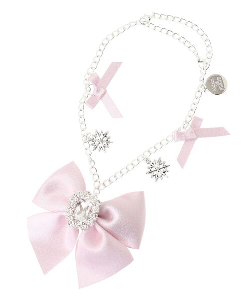 Maison de FLEUR(メゾンドフルール)の「シャイニービジューリボンバッグチャーム(チャーム・レディース・シルバー/ピンク・FREE)」の4枚目の写真