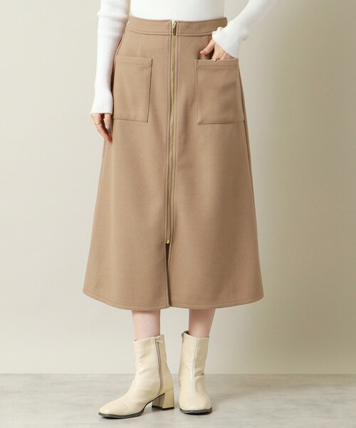 ITS'DEMO（イッツデモ）の「◆【手洗い可／後ろウエストゴム】カットメルトンスカート（スカート・レディース・グレー/アイボリー/ブラウン系/ネイビー・00）」の4枚目の写真