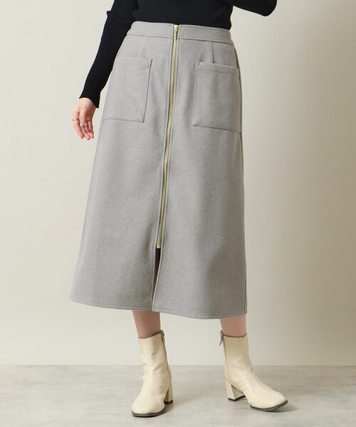 ITS'DEMO（イッツデモ）の「◆【手洗い可／後ろウエストゴム】カットメルトンスカート（スカート・レディース・グレー/アイボリー/ブラウン系/ネイビー・00）」の3枚目の写真