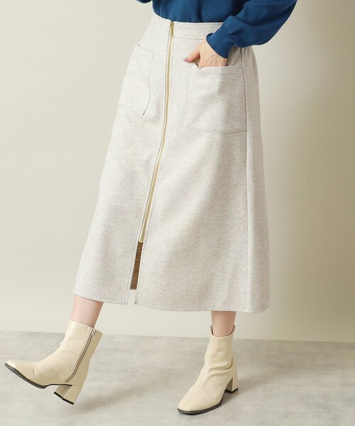 ITS'DEMO（イッツデモ）の「◆【手洗い可／後ろウエストゴム】カットメルトンスカート（スカート・レディース・グレー/アイボリー/ブラウン系/ネイビー・00）」の2枚目の写真