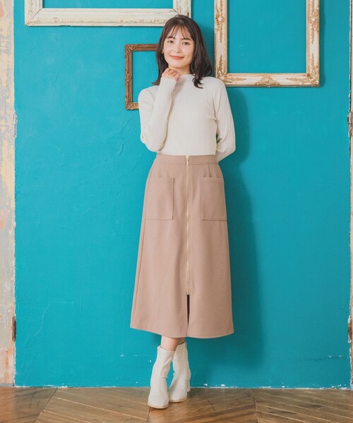 ITS'DEMO（イッツデモ）の「◆【手洗い可／後ろウエストゴム】カットメルトンスカート（スカート・レディース・グレー/アイボリー/ブラウン系/ネイビー・00）」の5枚目の写真