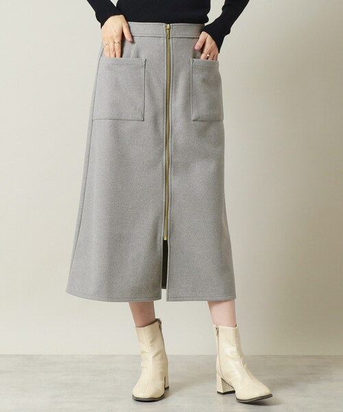 ITS'DEMO（イッツデモ）の「◆【手洗い可／後ろウエストゴム】カットメルトンスカート（スカート・レディース・グレー/アイボリー/ブラウン系/ネイビー・00）」の6枚目の写真