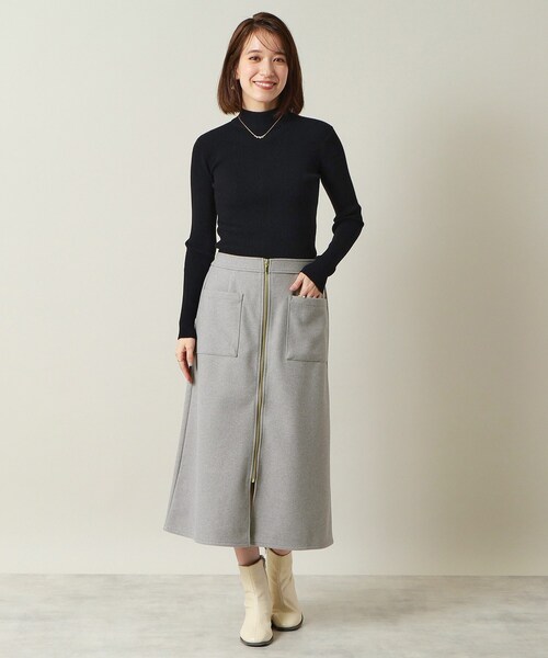 ITS'DEMO（イッツデモ）の「◆【手洗い可／後ろウエストゴム】カットメルトンスカート（スカート・レディース・グレー/アイボリー/ブラウン系/ネイビー・00）」の7枚目の写真