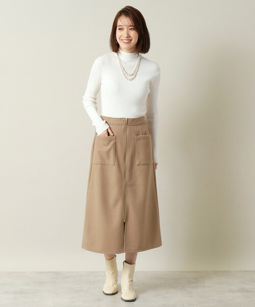 ITS'DEMO（イッツデモ）の「◆【手洗い可／後ろウエストゴム】カットメルトンスカート（スカート・レディース・グレー/アイボリー/ブラウン系/ネイビー・00）」の11枚目の写真