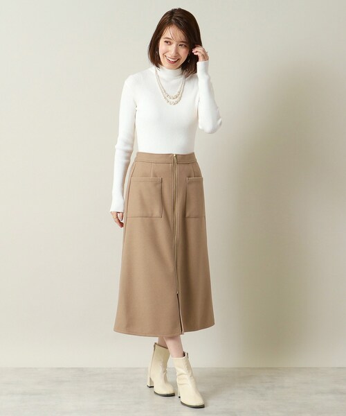 ITS'DEMO（イッツデモ）の「◆【手洗い可／後ろウエストゴム】カットメルトンスカート（スカート・レディース・グレー/アイボリー/ブラウン系/ネイビー・00）」の12枚目の写真