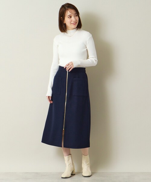 ITS'DEMO（イッツデモ）の「◆【手洗い可／後ろウエストゴム】カットメルトンスカート（スカート・レディース・グレー/アイボリー/ブラウン系/ネイビー・00）」の15枚目の写真