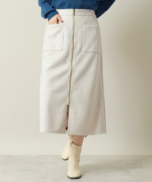 ITS'DEMO（イッツデモ）の「◆【手洗い可／後ろウエストゴム】カットメルトンスカート（スカート・レディース・グレー/アイボリー/ブラウン系/ネイビー・00）」の18枚目の写真