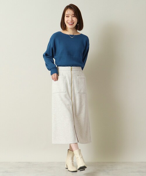 ITS'DEMO（イッツデモ）の「◆【手洗い可／後ろウエストゴム】カットメルトンスカート（スカート・レディース・グレー/アイボリー/ブラウン系/ネイビー・00）」の19枚目の写真