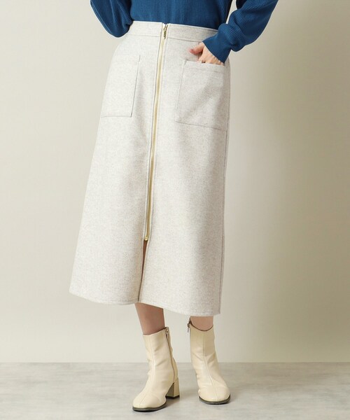 ITS'DEMO（イッツデモ）の「◆【手洗い可／後ろウエストゴム】カットメルトンスカート（スカート・レディース・グレー/アイボリー/ブラウン系/ネイビー・00）」の22枚目の写真