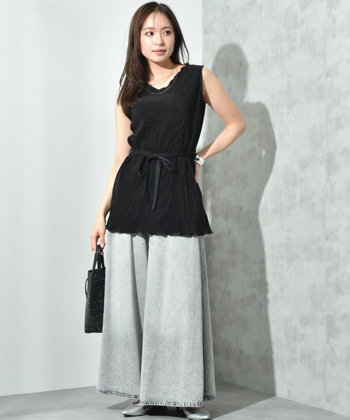 actuel(アクチュエル)の「【actuel】カットスムースプリーツSET UP(セットアップ・レディース・ブラック/モカ/ブルー・FREE)」の15枚目の写真