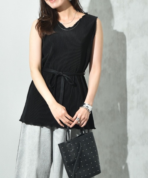 actuel(アクチュエル)の「【actuel】カットスムースプリーツSET UP(セットアップ・レディース・ブラック/モカ/ブルー・FREE)」の16枚目の写真