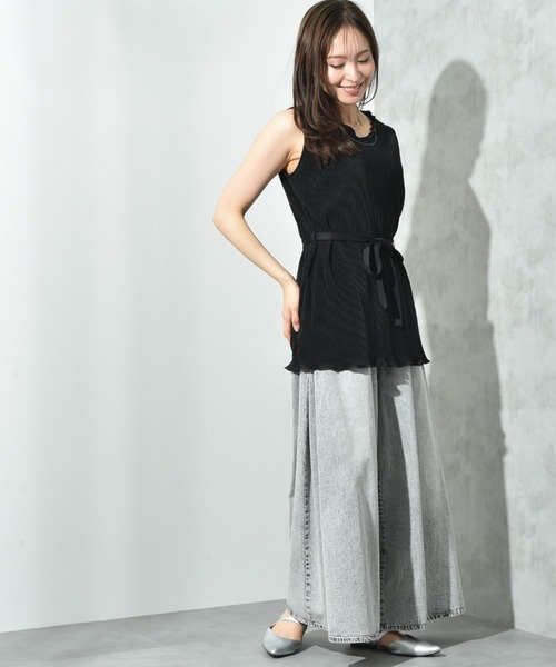 actuel(アクチュエル)の「【actuel】カットスムースプリーツSET UP(セットアップ・レディース・ブラック/モカ/ブルー・FREE)」の17枚目の写真