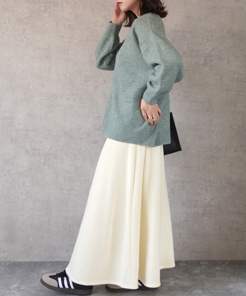 SELECT LEVERY(セレクトリベリー)の「裏シャギーアルガンオイル加工スカート総丈90cm(スカート・レディース・グリーン/ブラック/チャコール/モカ/アイボリー・MEDIUM/X-LARGE/SMALL/LARGE)」の8枚目の写真