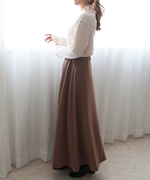 SELECT LEVERY(セレクトリベリー)の「裏シャギーアルガンオイル加工スカート総丈90cm(スカート・レディース・グリーン/ブラック/チャコール/モカ/アイボリー・MEDIUM/X-LARGE/SMALL/LARGE)」の17枚目の写真