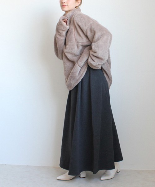 SELECT LEVERY(セレクトリベリー)の「裏シャギーアルガンオイル加工スカート総丈90cm(スカート・レディース・グリーン/ブラック/チャコール/モカ/アイボリー・MEDIUM/X-LARGE/SMALL/LARGE)」の22枚目の写真