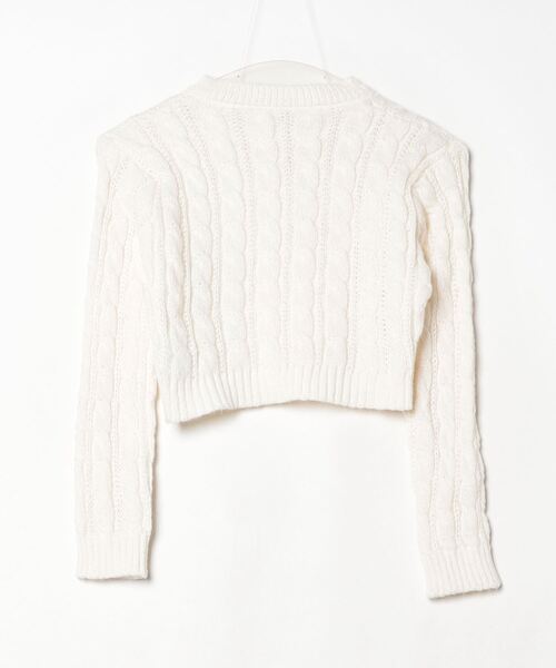 Per sist ence(パーシエンス)の「ケーブルニットショート丈カーディガン(カーディガン/ボレロ・レディース・ホワイト/グリーン/ピンク/ベージュ/ネイビー/ブラック・FREE)」の7枚目の写真