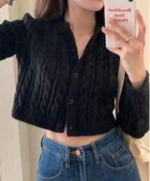 Per sist ence | ケーブルニットショート丈カーディガン(カーディガン/ボレロ)